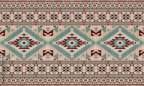 American tribal ethnic native pattern.Traditional Navajo,Aztec,Apache,Southwest and Mexican style fabric pattern.Abstract vector motifs pattern.For fabric,clothing,blanket,carpet,woven,wrap,decoration