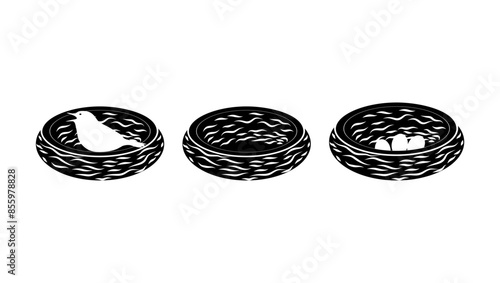 nest emblem, black isolated silhouette 