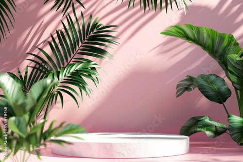 Photomontage of Monstera philodendron leaves surrounded by white boxes