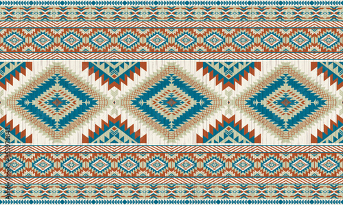 American tribal ethnic native pattern.Traditional Navajo,Aztec,Apache,Southwest and Mexican style fabric pattern.Abstract vector motifs pattern.For fabric,clothing,blanket,carpet,woven,wrap,decoration