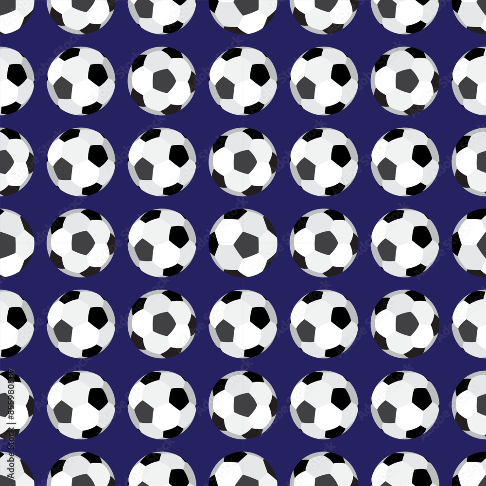 Soccer balls on a dark blue background. Sports seamless pattern, print. Vector illustration Soccer balls on a dark blue background. Sports seamless pattern, print. Vector illustration