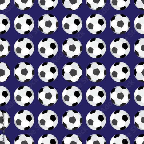 Soccer balls on a dark blue background. Sports seamless pattern, print. Vector illustration