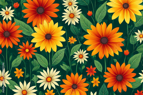 Wallpaper Mural seamless pattern with flowers Torontodigital.ca