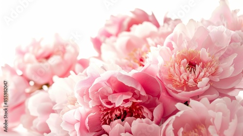 Wallpaper Mural Isolated pink Peony in full bloom, isolated on white Torontodigital.ca