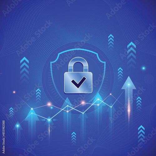 Safe security Finance Up, Down Growth Arrow, economic growth graph chart. Business strategy, Digital