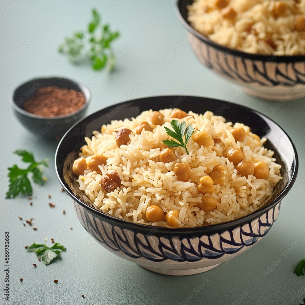 Indian cuisine food Chickpea pulao also known as chana pulao or pulav Indian cuisine food Chickpea pulao also known as chana pulao or pulav