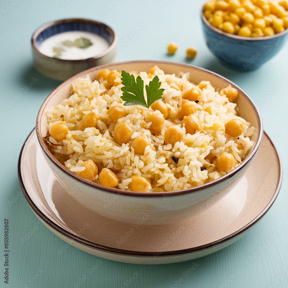 Indian cuisine food Chickpea pulao also known as chana pulao or pulav Indian cuisine food Chickpea pulao also known as chana pulao or pulav