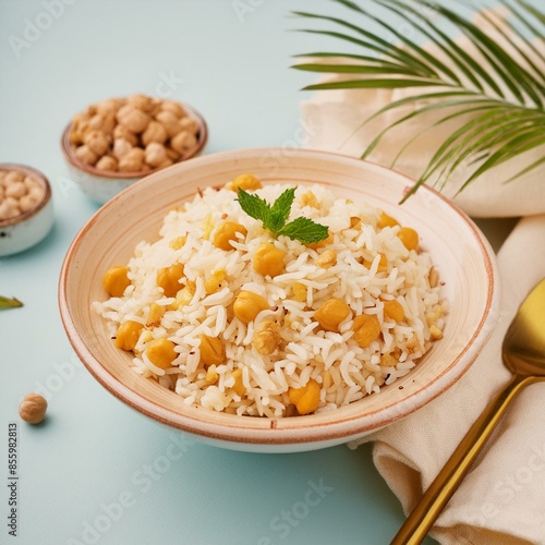 Indian cuisine food Chickpea pulao also known as chana pulao or pulav photo