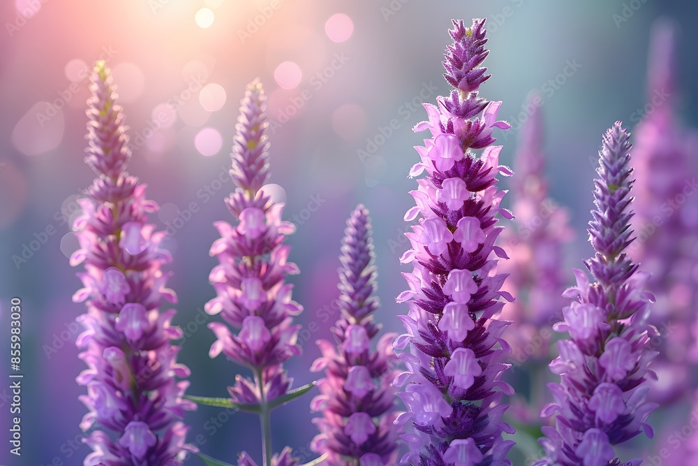 Obraz premium Purple Floral Bloom in Soft Focus with Bokeh Background - Ideal for Nature Prints and Greeting Cards