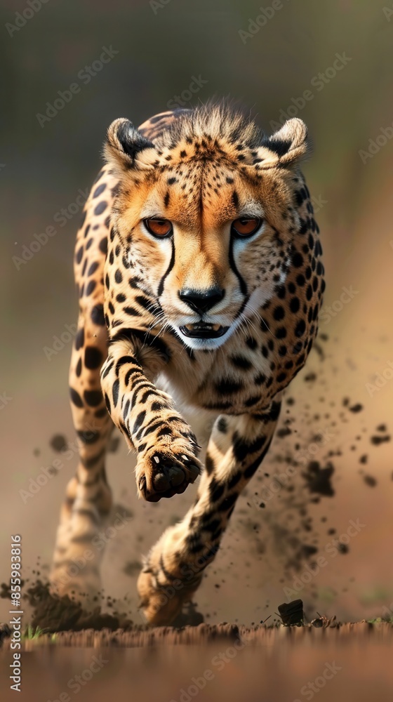 Cheetah in motion, running through grass Cheetah in motion, running through grass