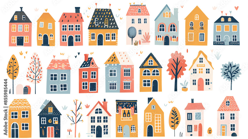 Fototapeta premium A set of city house for graphic & web design