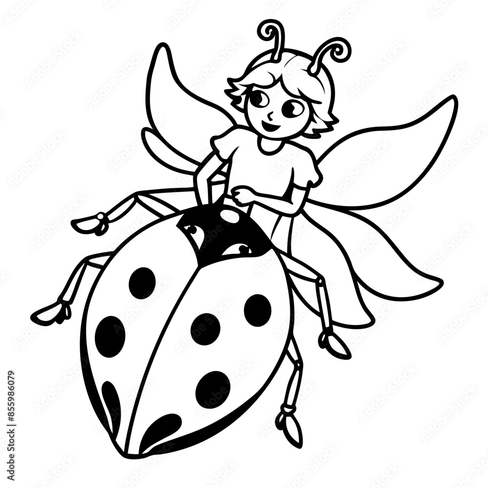 Fototapeta premium Fairy coloring pages for kids book