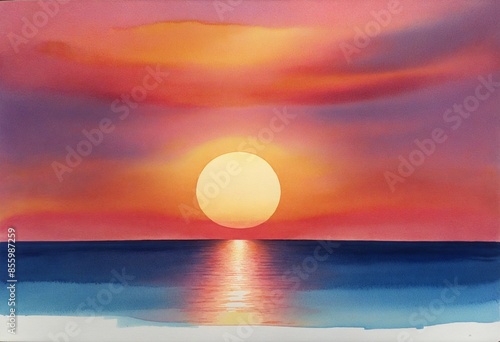 Vibrant Watercolor Sunset Illustrations © SR07XC3