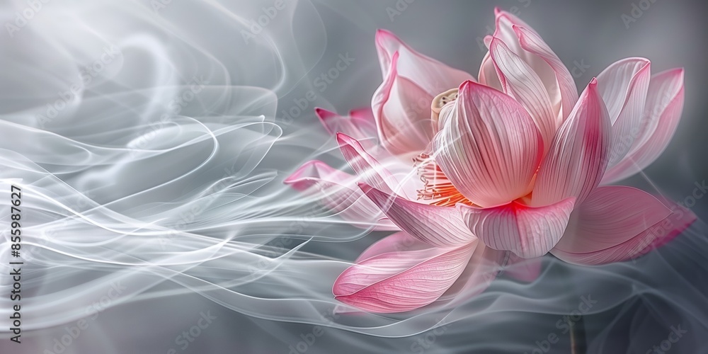 hotography of a pink lotus flower with swirling mist, creating a serene and ethereal floral composition. hotography of a pink lotus flower with swirling mist, creating a serene and ethereal floral composition.