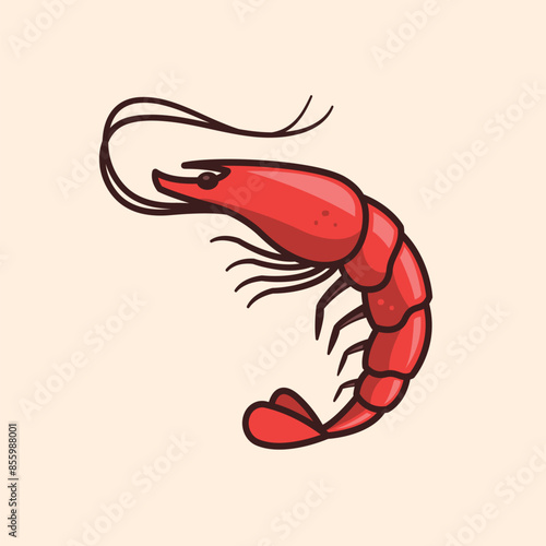 Red shrimp seafood vector illustration