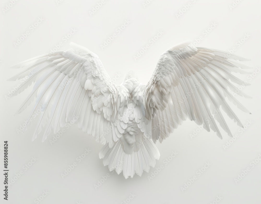 Obraz premium On a white background, two pairs of angle wings isolated with a clipping path