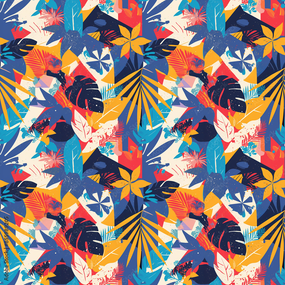 Colorful tropical leaf pattern design