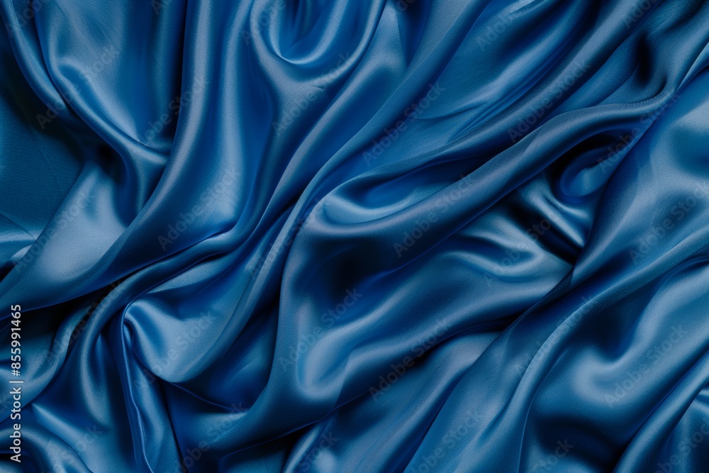 Obraz premium An abstract background with a smooth silk fabric texture of a luxurious blue color