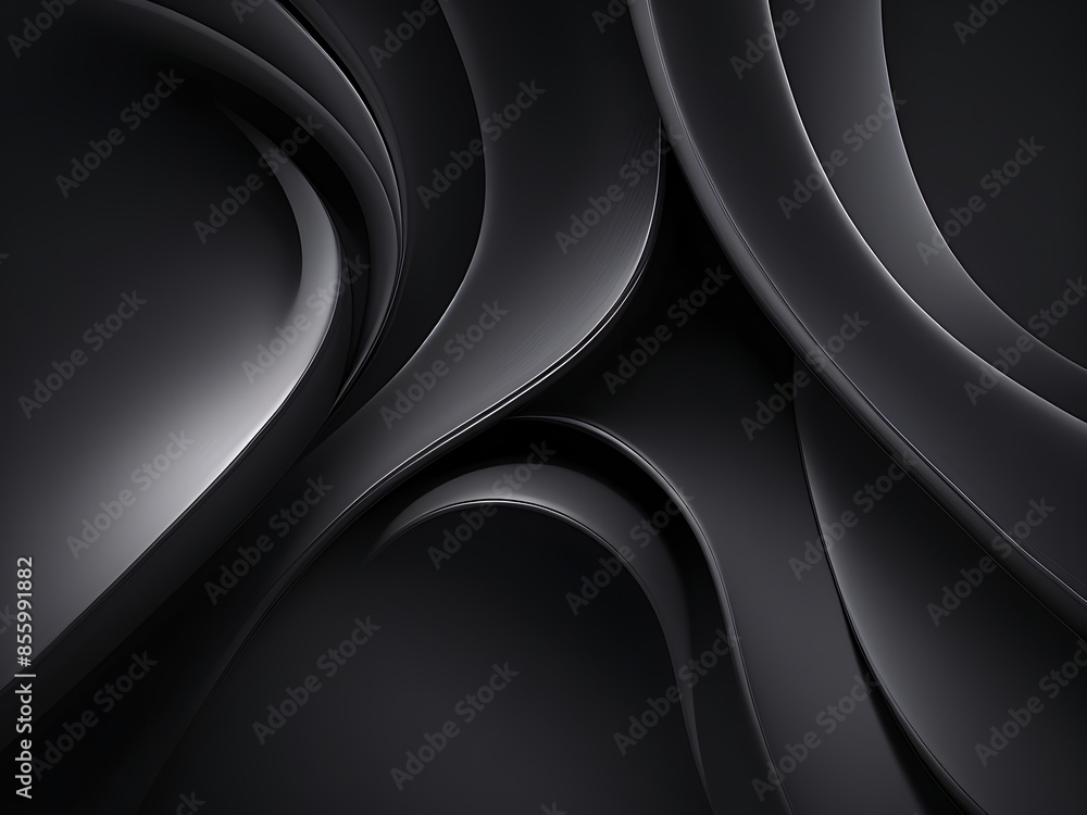Obraz premium Abstract luxury black wave 3d background. Abstract wavy texture for exhibition products. Black wave flow with curved lines