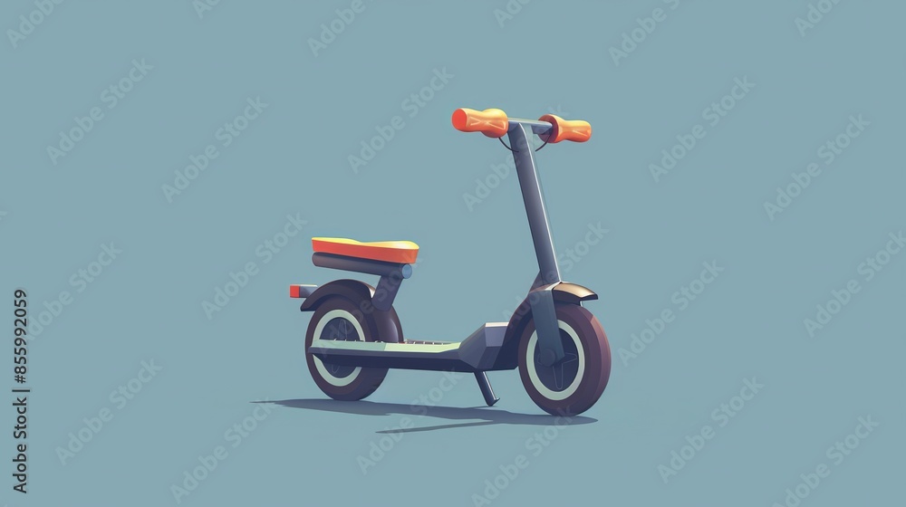 Electric kick scooter represented in a cartoon style. It's a 3D vector icon. Electric kick scooter represented in a cartoon style. It's a 3D vector icon.