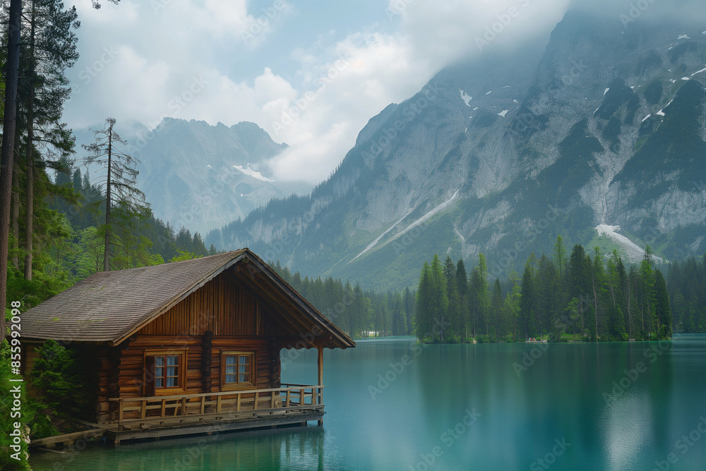 Fototapeta premium house on the lake