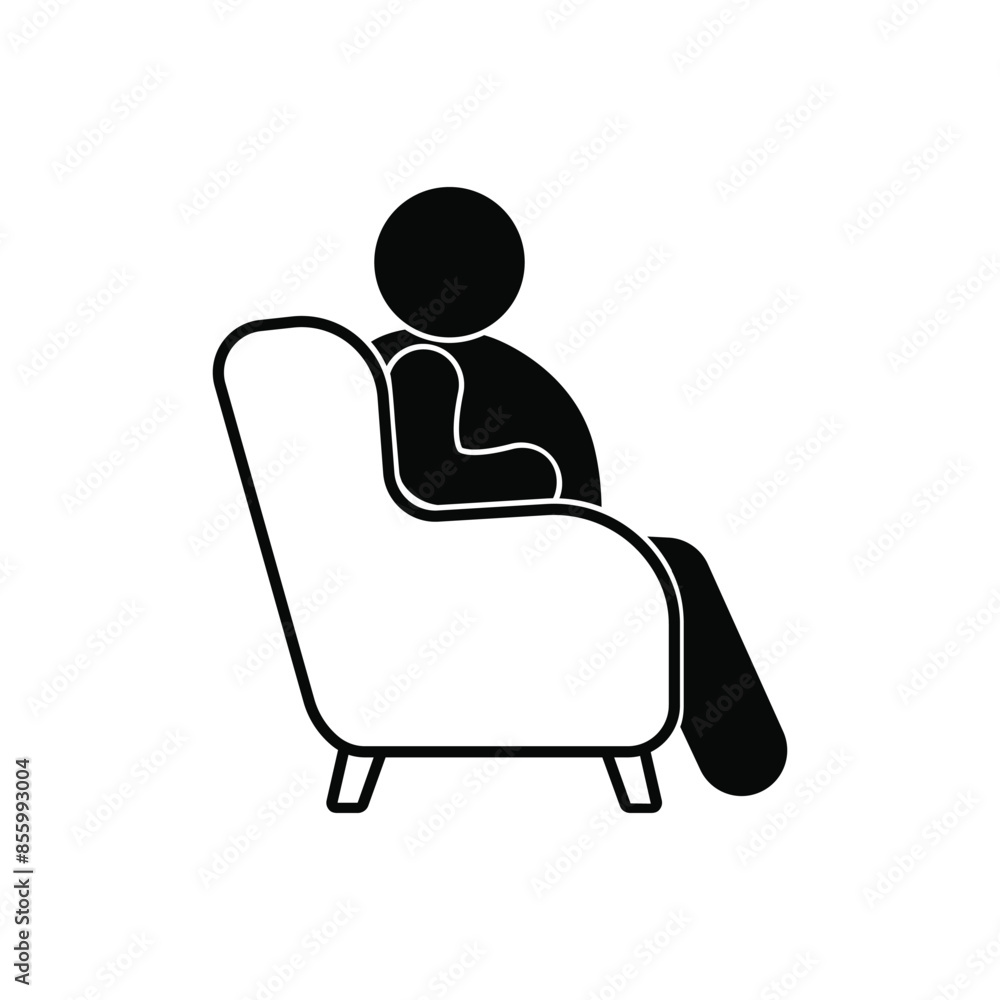 man sitting in chair icon, obesity and sedentary lifestyle illustration man sitting in chair icon, obesity and sedentary lifestyle illustration