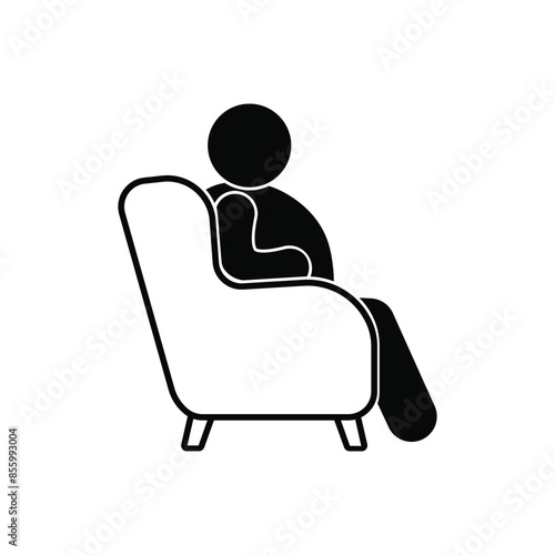 man sitting in chair icon, obesity and sedentary lifestyle illustration