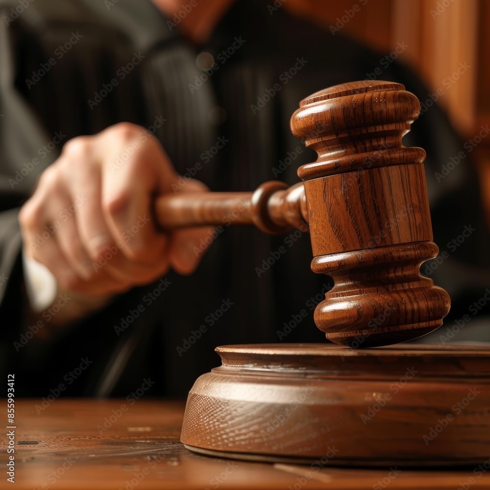 judge smacking the gavel in court. closeup of the gavel. judge smacking the gavel in court. closeup of the gavel.