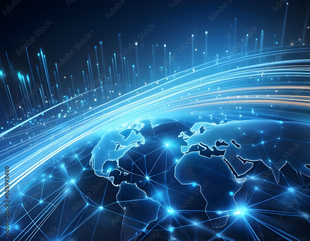 Fototapeta premium Abstract technology background of high speed global data transfer, ultra fast broadband and connection