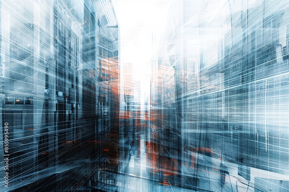 Fototapeta premium Abstract visualization of a futuristic cityscape with integration of technology in modern urban environment. Ai generative