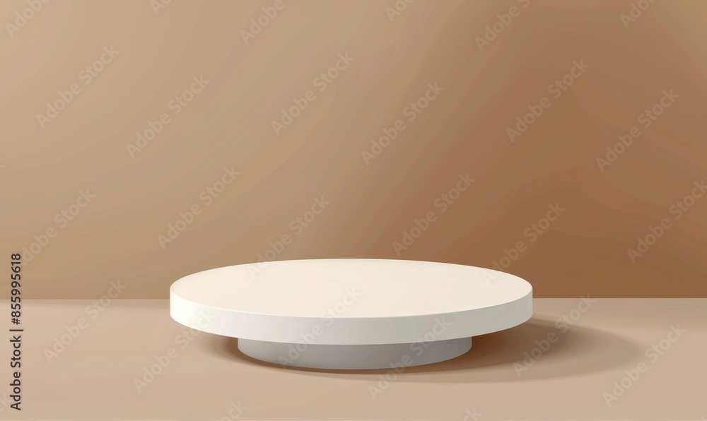 A 3D rendering of a white pearl podium isolated against an orange background A 3D rendering of a white pearl podium isolated against an orange background
