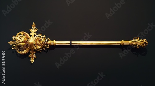 16061518 24 A golden scepter with ornate embellishments, symbolizing gold's historical association with authority and value --ar 16:9 Job ID: 526cc293-bd5f-43c0-9ca8-2e6234b1bb44 photo