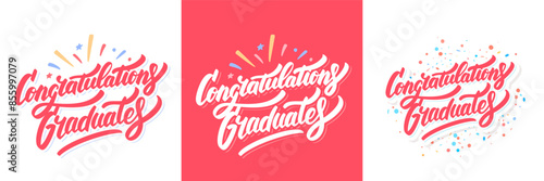Congratulations Graduates. Vector typography banners set.