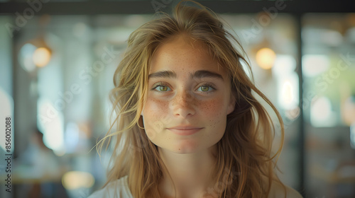 Wallpaper Mural Young Woman Proposing a Groundbreaking Idea Torontodigital.ca