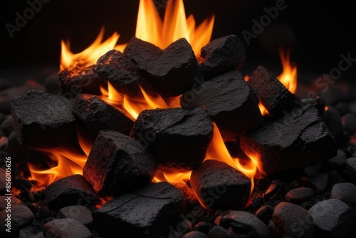 coal burning in a fireplace