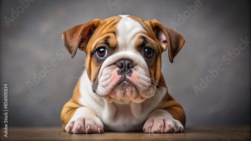Adorable English Bulldog puppy with wrinkled face and floppy ears, cute, puppy, dog, pet, adorable, bulldog, english photo