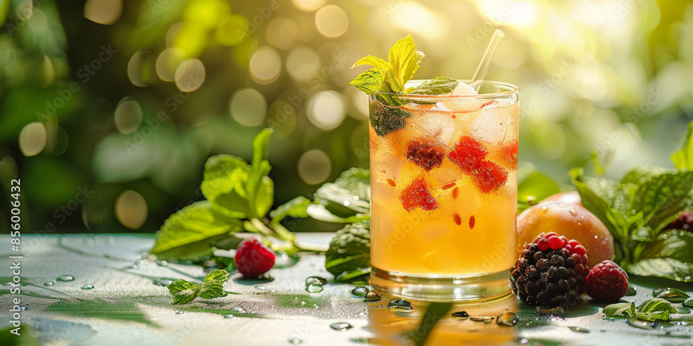 refreshing summer cocktail with ice fruit refreshing summer cocktail with ice fruit