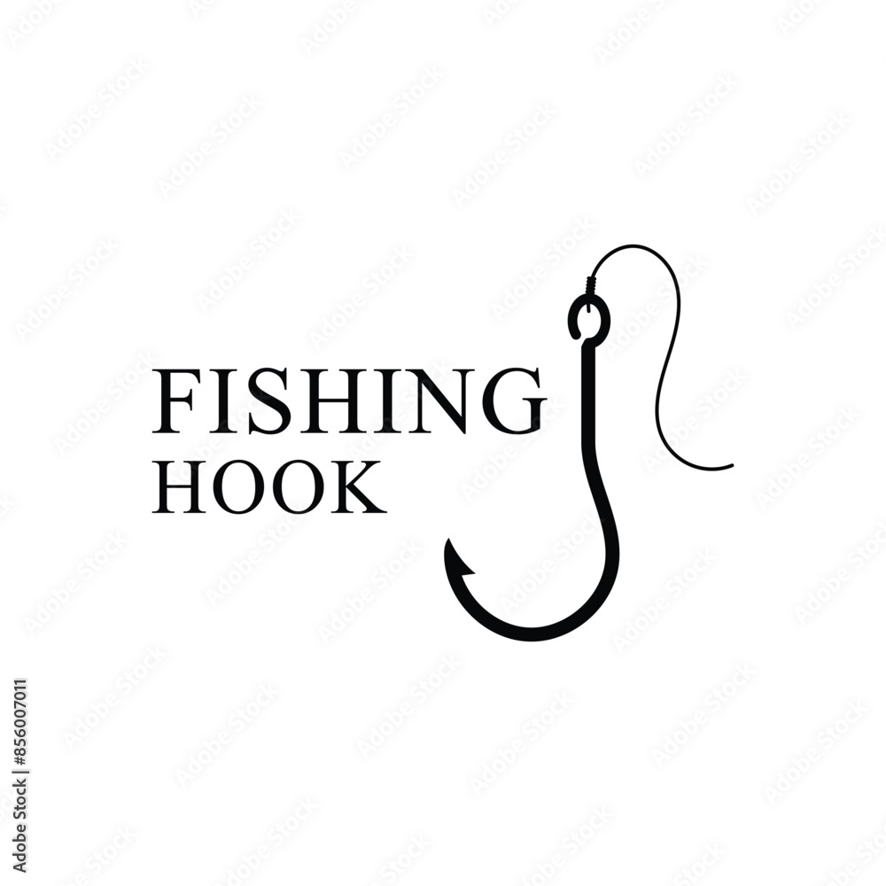 Fototapeta premium Vector Fishing Hook Logo Silhouette Icon