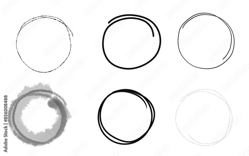 several circular abstract scribbles without background several circular abstract scribbles without background