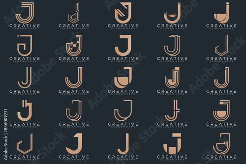 Mega logo collection, Abstract letter J logo design. icons for business