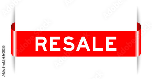 Red color inserted label banner with word resale on white background