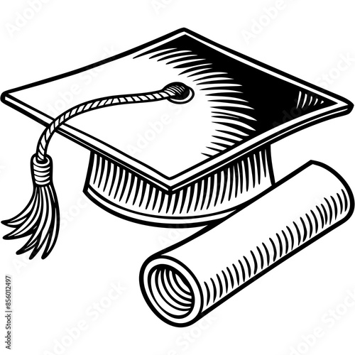 cap-and-diploma-one-line-continous-vector-illustra