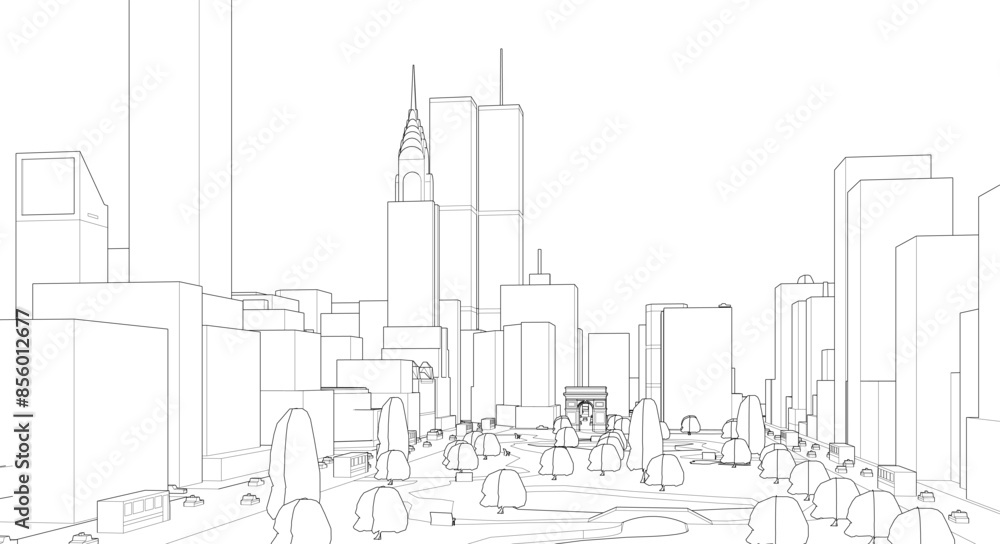 modern city metropolis 3D rendering modern city metropolis 3D rendering