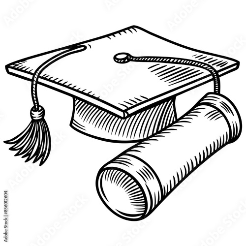 cap-and-diploma-one-line-continous-vector-illustra