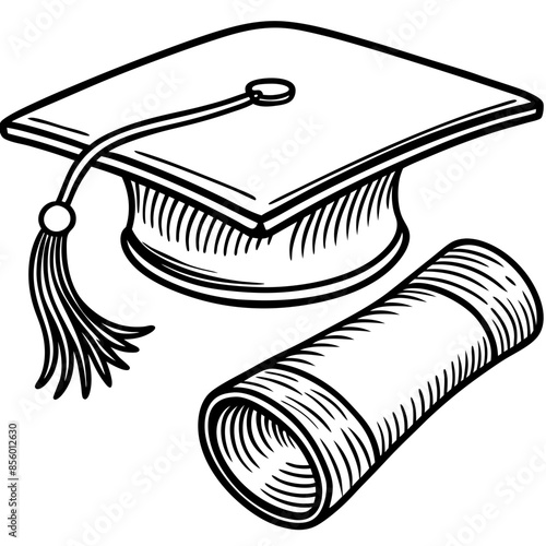 cap-and-diploma-one-line-continous-vector-illustra