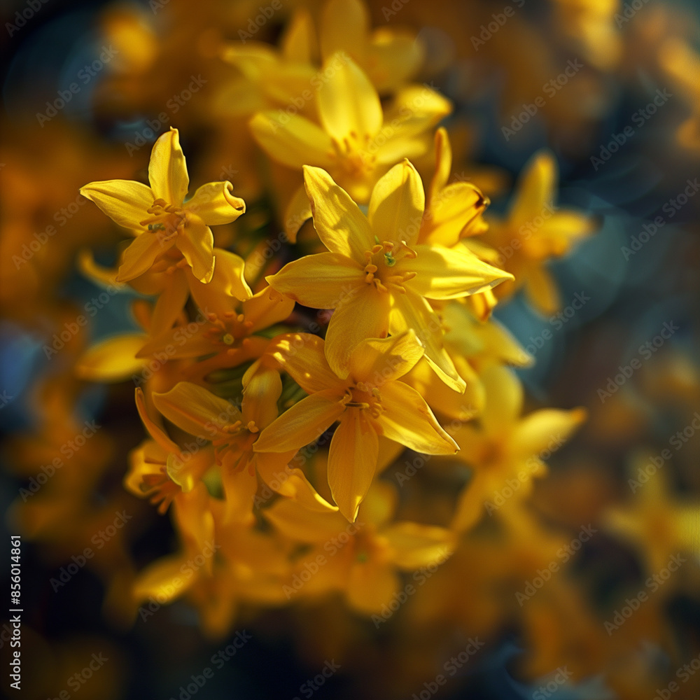 Macro photo of Forsythia blossom, close up of yellow flowers Macro photo of Forsythia blossom, close up of yellow flowers