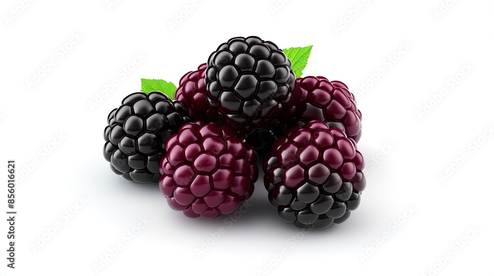 A handful of fresh, ripe blackberries isolated on a white background. The blackberries are plump and juicy, with a sweet and slightly tart flavor. A handful of fresh, ripe blackberries isolated on a white background. The blackberries are plump and juicy, with a sweet and slightly tart flavor.