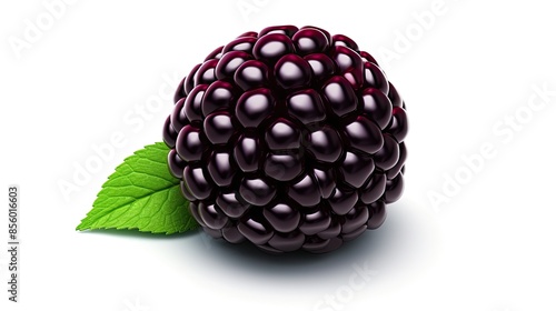 A photo of a blackberry. The blackberry is a dark purple color and has a shiny, glossy appearance. photo