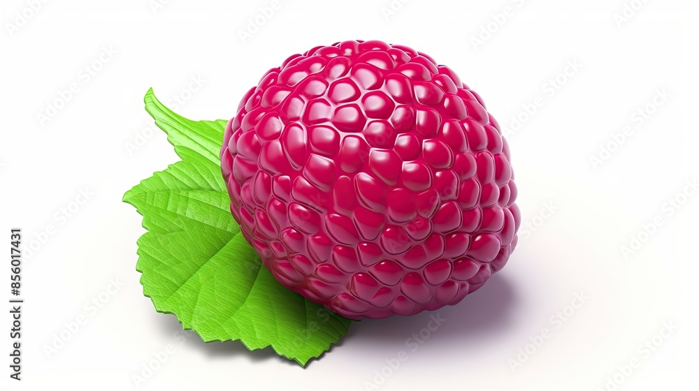 A photo of a raspberry on a white background. The raspberry is ripe and juicy, with a vibrant red color. A photo of a raspberry on a white background. The raspberry is ripe and juicy, with a vibrant red color.