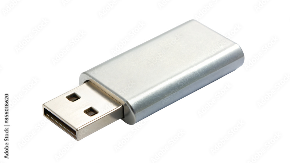 Isolated white USB flash drive for portable data storage on computers Isolated white USB flash drive for portable data storage on computers